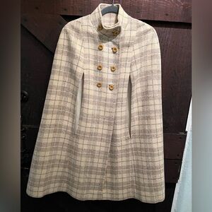 Vintage 1960’s Plaid Cape with Button Details, Young Pendleton, pure virgin wool